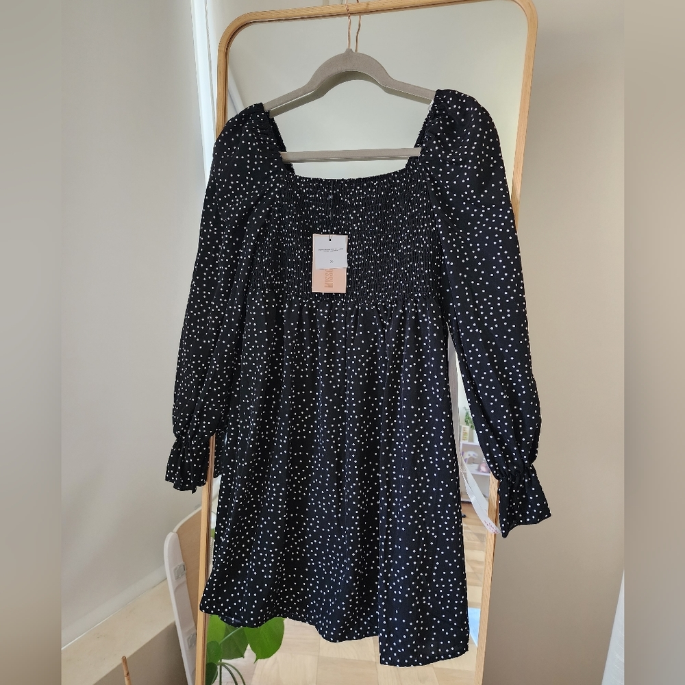 Missguided Polka Dot Off-the-Shoulder Dress